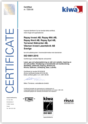 Certifikat ISO 9001:2015 SWE